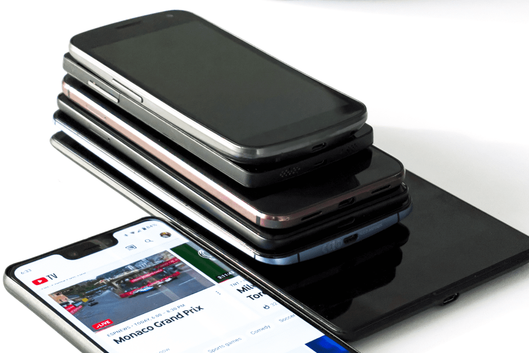 Stack of old smart phones