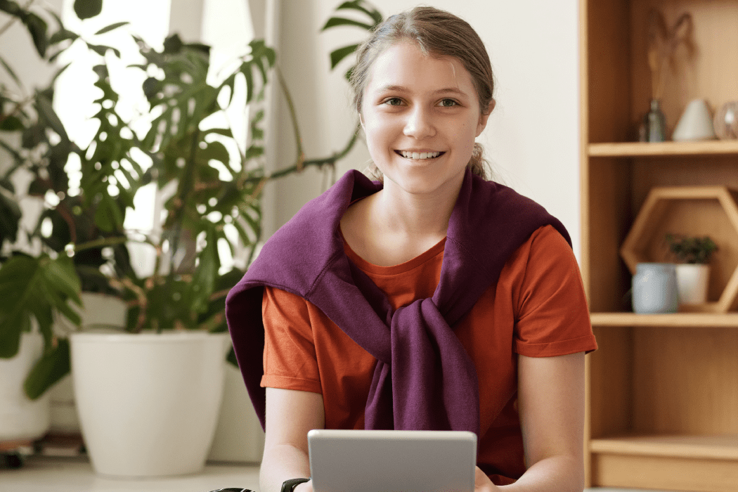 Young adult using a tablet