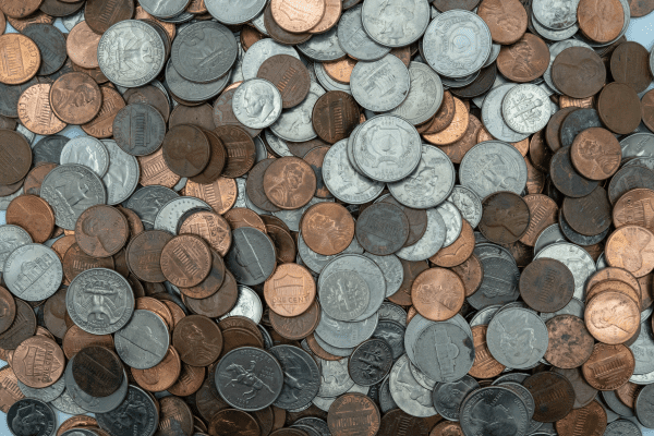 Pile of US coins