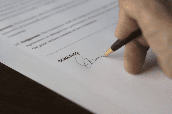 signature on a form