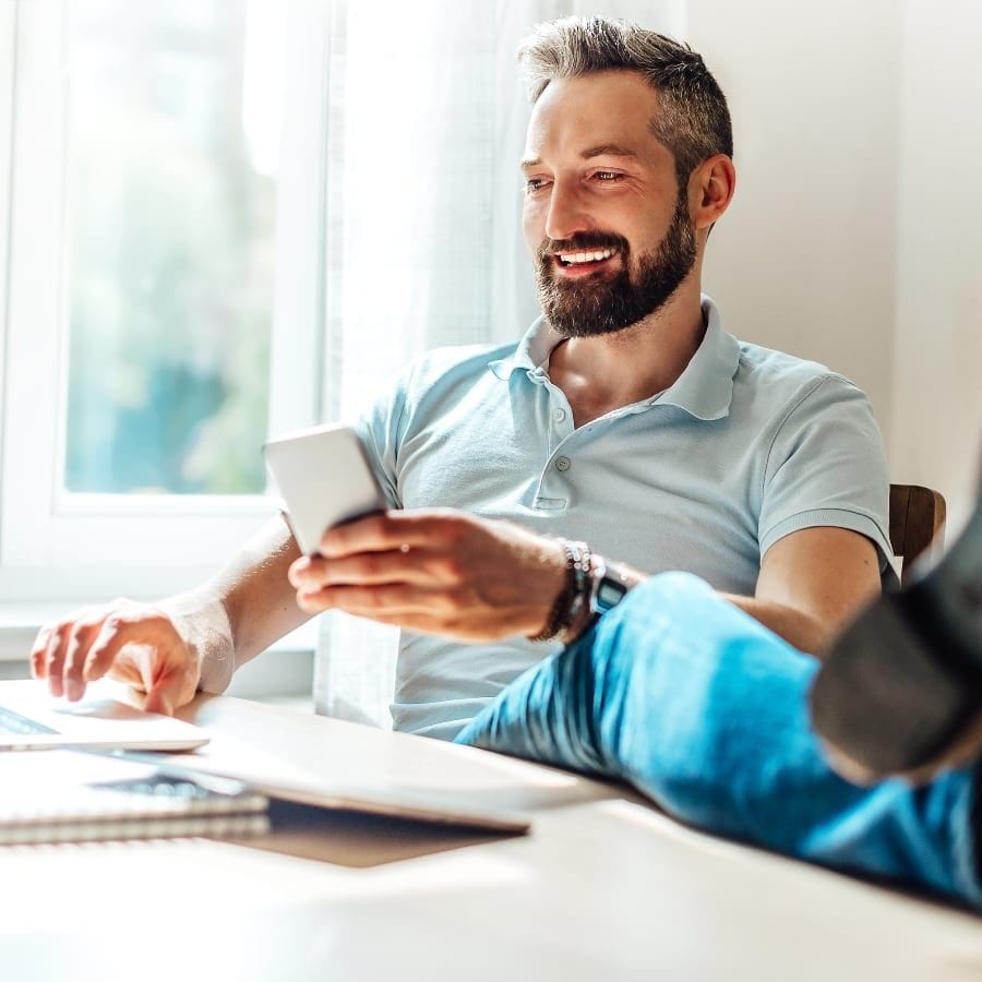 Lucky Bearded Man Makes Business In The Web