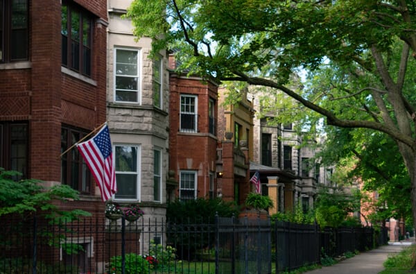 a row of beautiful brick homes in Chicago