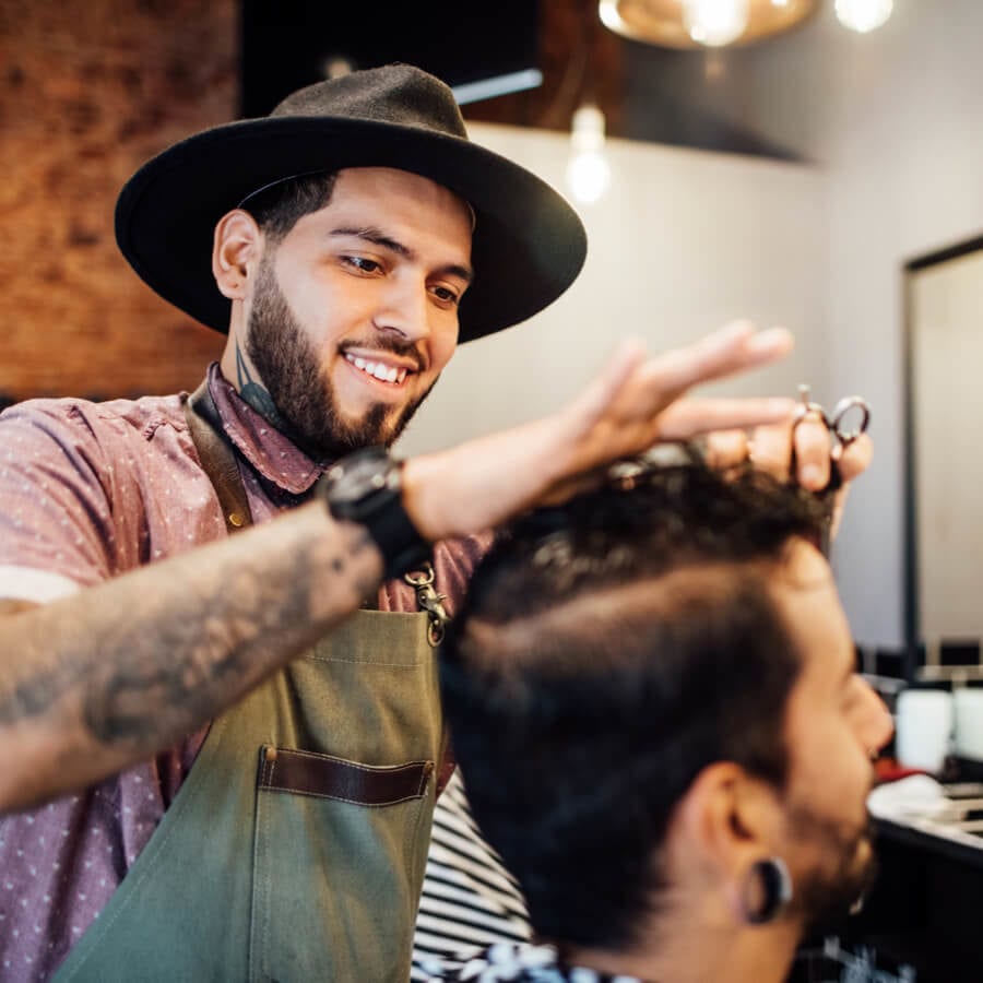 barber cutting hair