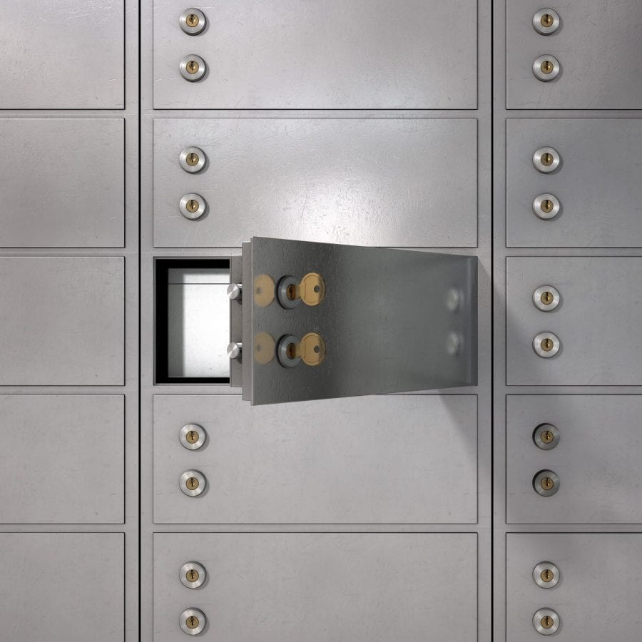 exterior of a safe deposit box