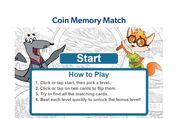 Coin Memory Match Game Graphic