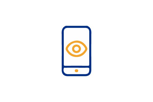 cell phone with eye graphic