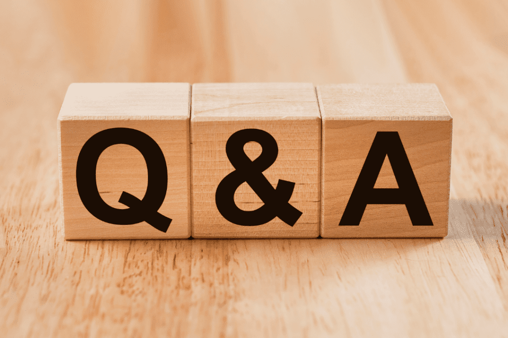 Wooden blocks of the letters Q&A
