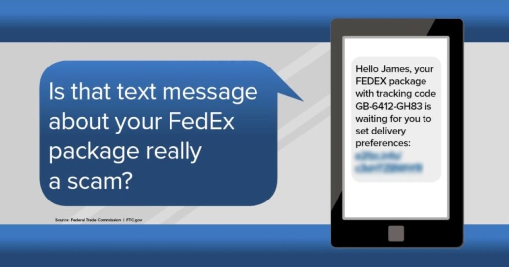 Example of spam text message from FedEx