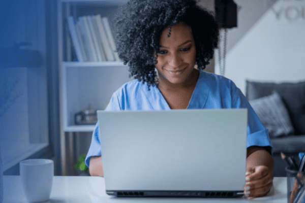 image of woman in front of computer